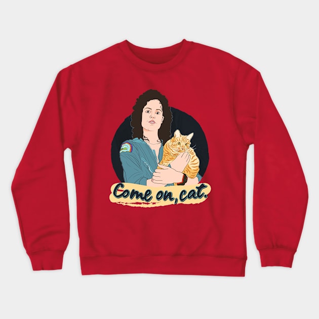 Come On, Cat Crewneck Sweatshirt by Plan8